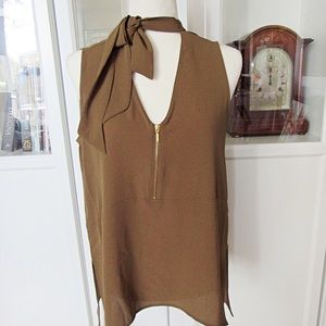 NWOT Harve Bernard Olive Green Sleeveless Blouse